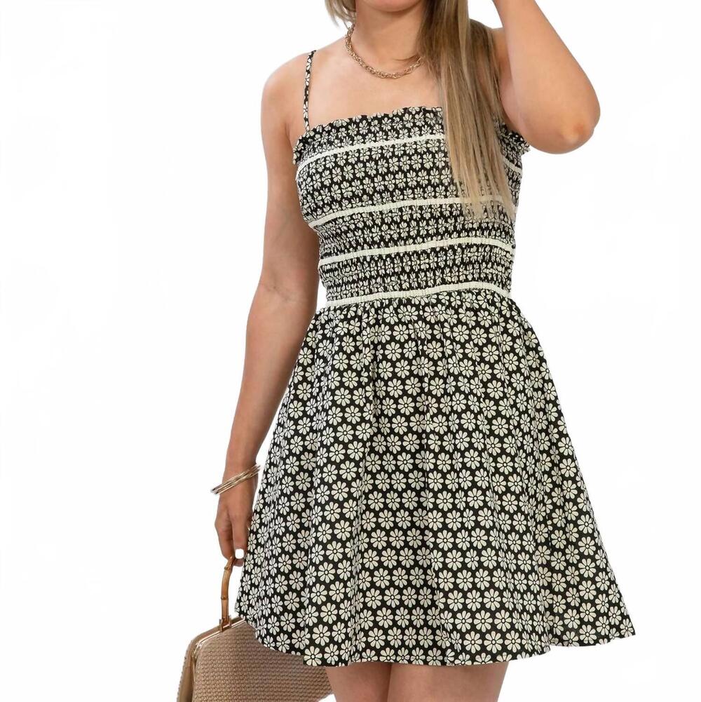 NEW BY TOGETHER woven polyester floral print linen tube mini dress in black